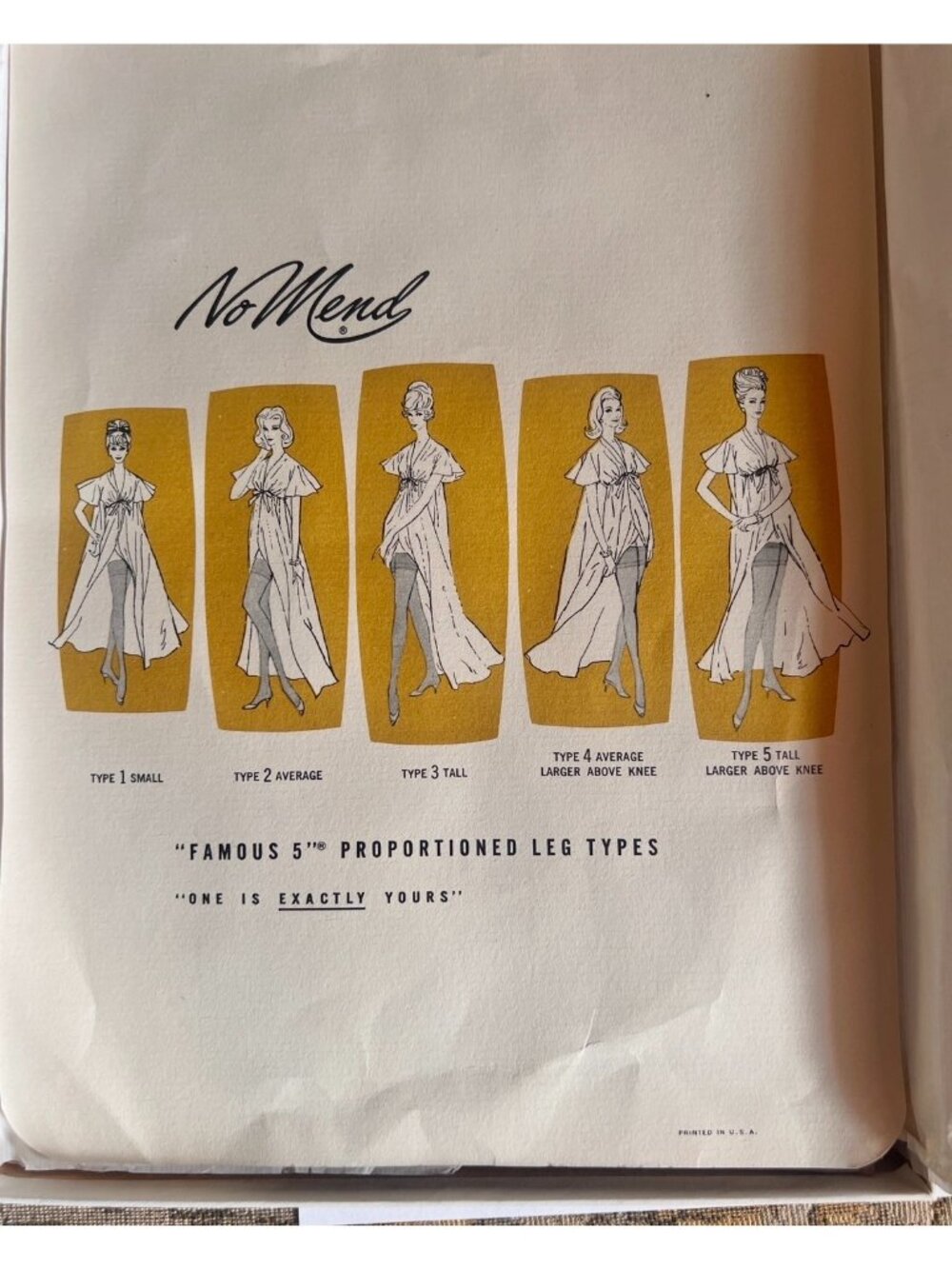 No Mend Lined Stockings 8.5 S Orig Box Tissue Foil Illustrations 2 Pair LN 1950s - Picture 2 of 15